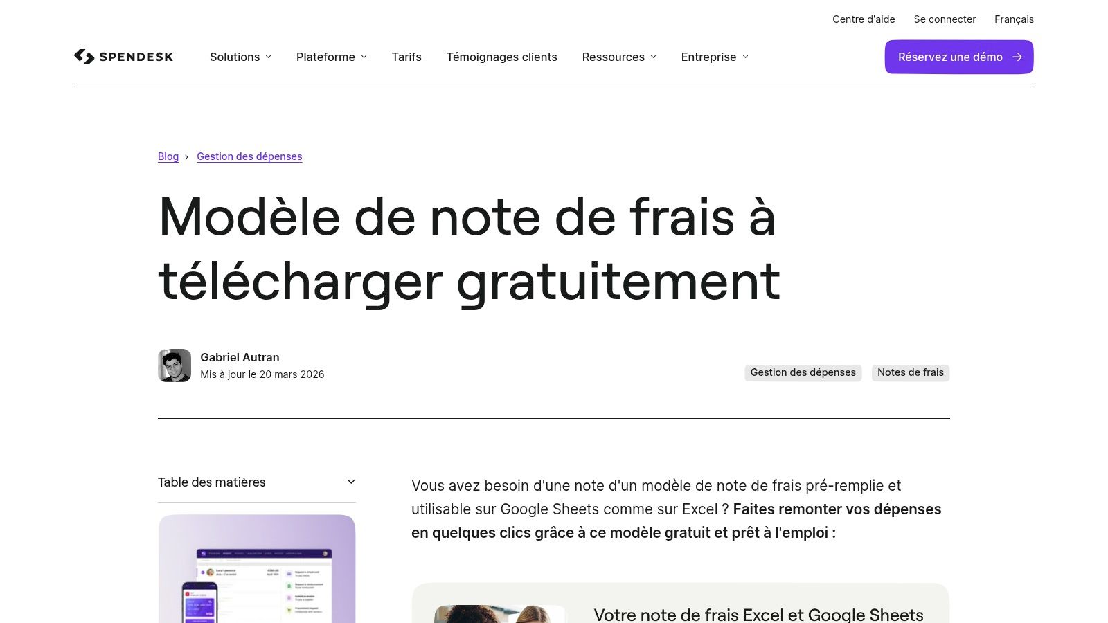 Spendesk – Modèle de note de frais