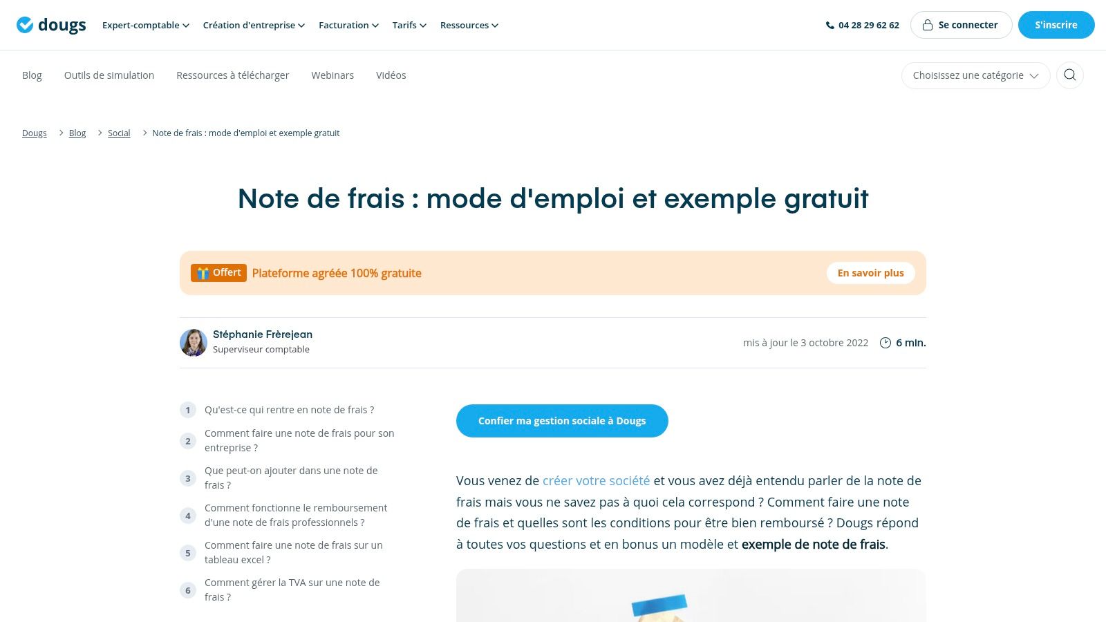 Dougs – Modèle Excel de note de frais