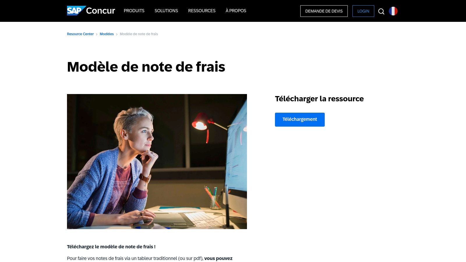 SAP Concur – Modèle de note de frais